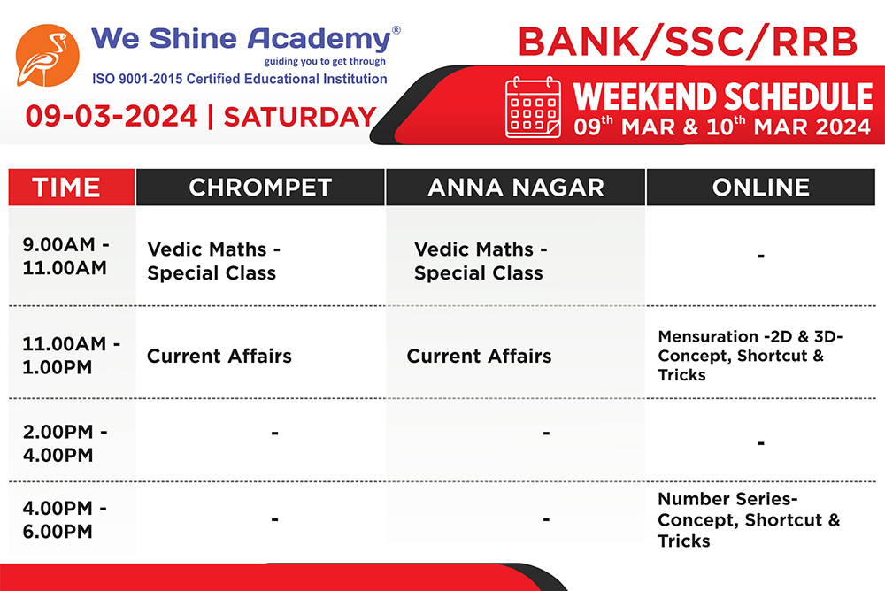 BANK Class – Schedule