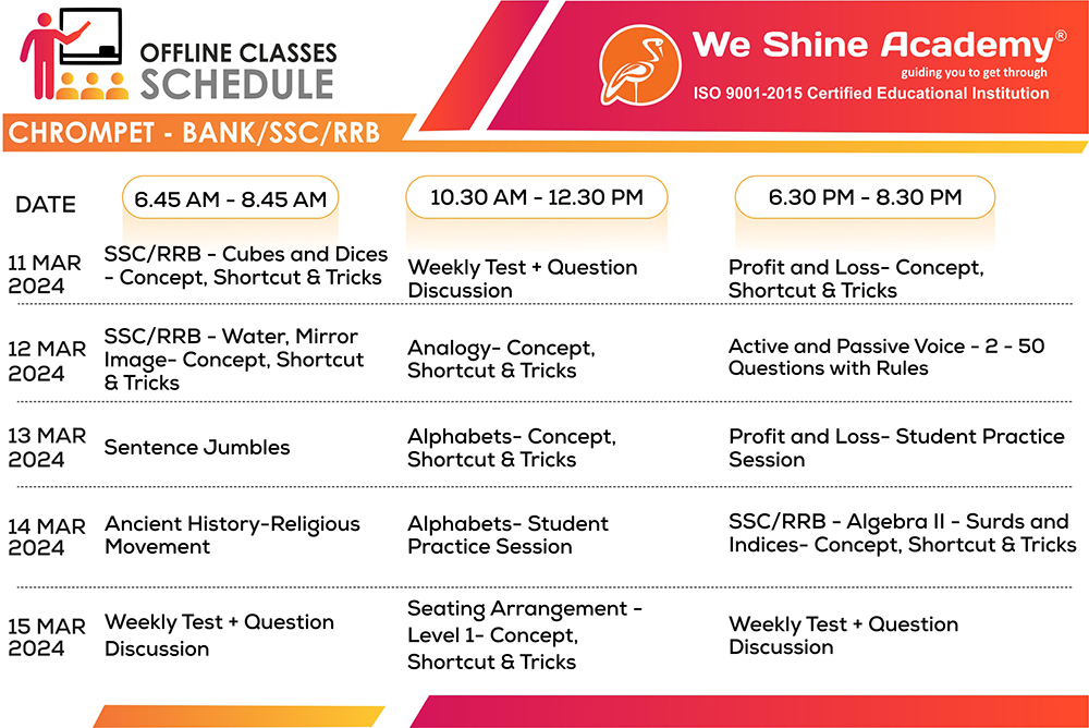 Weshine Academy Bank Class – Schedule