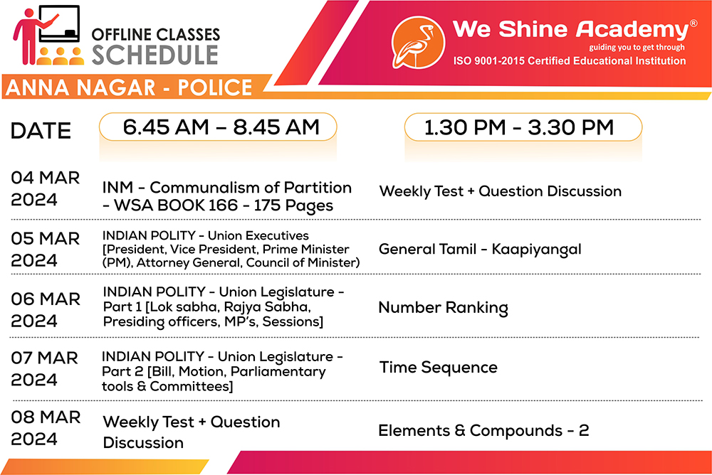 We Shine Academy Police Class – Schedule
