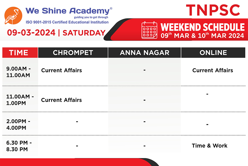 TNPSC Class – Schedule