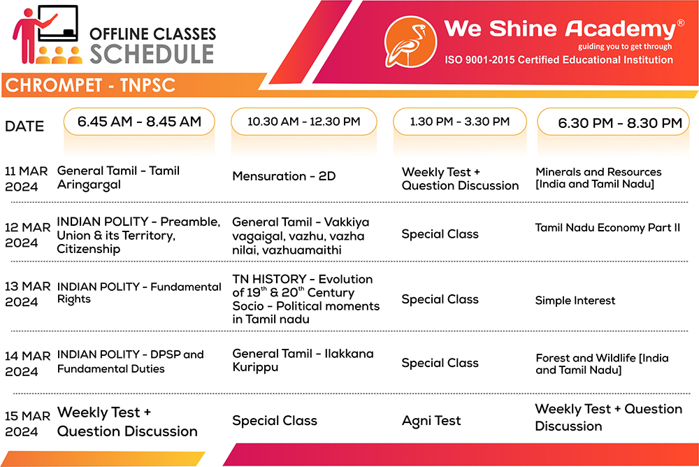 Weshine Academy TNPSC Class – Schedule