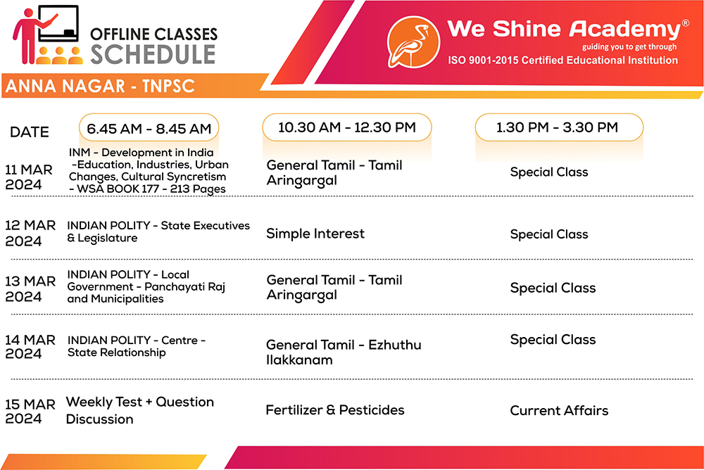 Weshine Academy TNPSC Class – Schedule